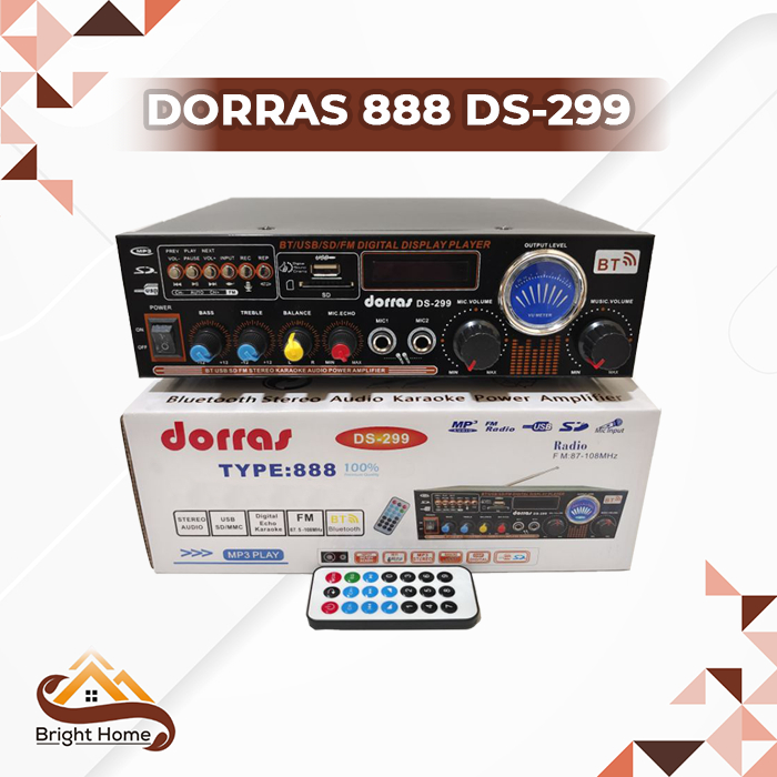 DORRAS 888 DS-299 DS299 Power Amplifier Karaoke Stereo Ampli Audio Wireless Bluetooth Karaoke