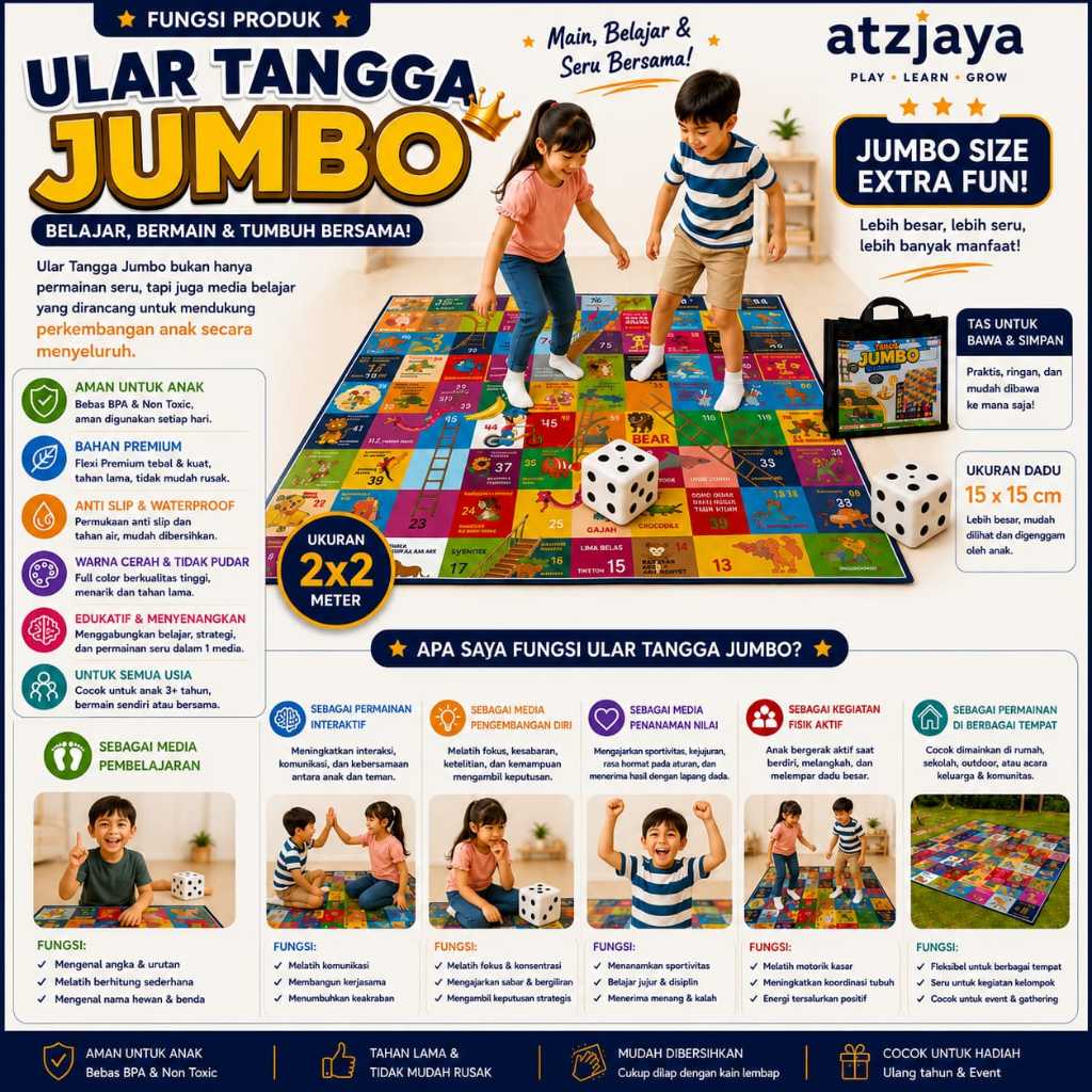 Mainan Ular Tangga Jumbo Anak Edukasi Edukatif Anak