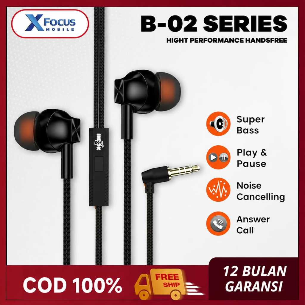 HEADSET INDOK B-02 SUPER BASS EARPHONE WITH MICROPHONE / KUALITAS BAIK