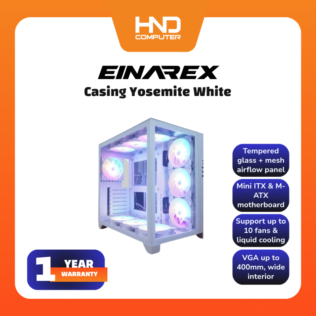 Einarex Yosemite ATX Gaming PC Case White