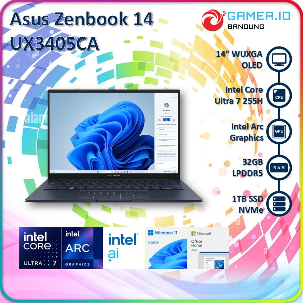 ASUS ZENBOOK 14 UX3405CA OLED CORE ULTRA 7 255H 32GB 1TB 14" WUXGA TOUCHSCREEN