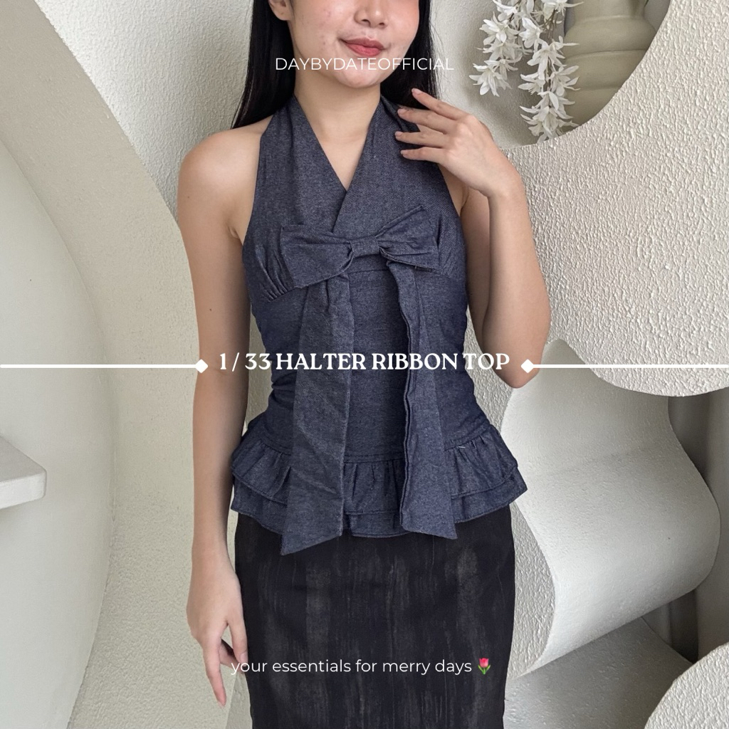 1 / 33 Halter Ribbon Top | Daybydate | Halter Top Halter Neck Top Wanita Halter Top V Neck Halter Ta
