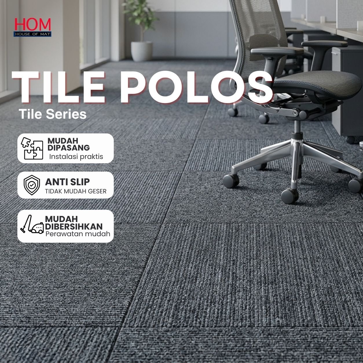 [HOM TILE] PER BOX Karpet Tile Polos / Karpet Tile Kantor Hotel Murah