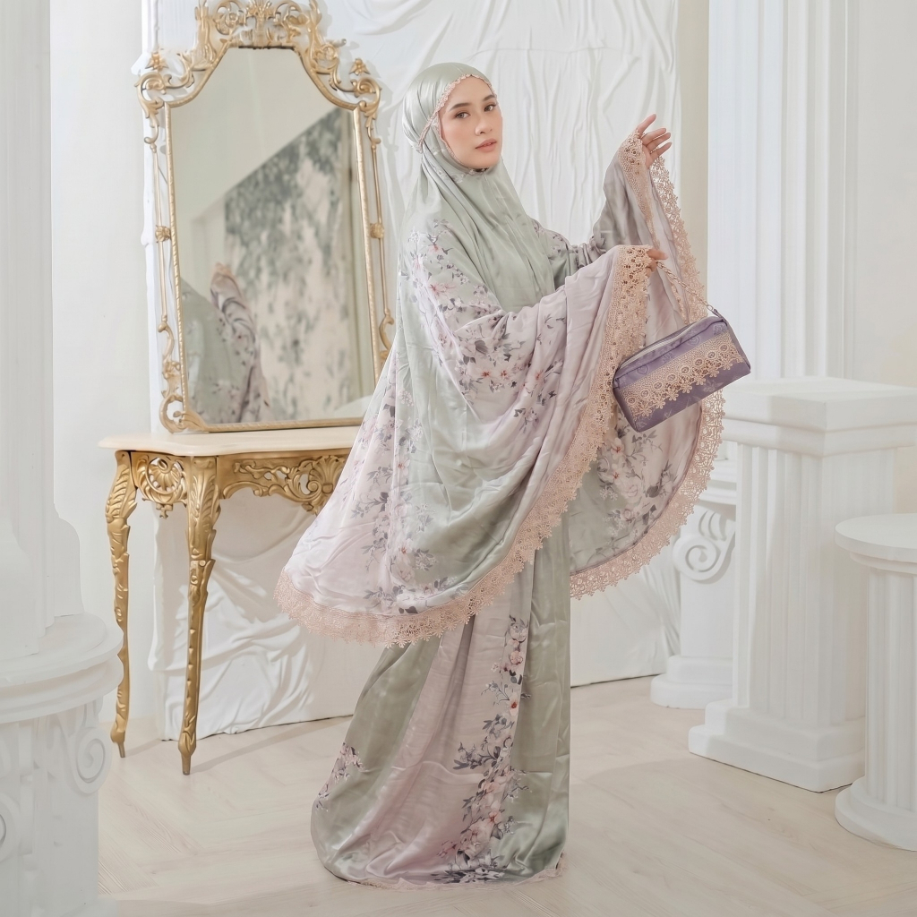 Mukena Dewasa Premium Jumbo Mahira Series Silk Renda Bordir Eksklusif Adem Lembut Mewah Terbaru