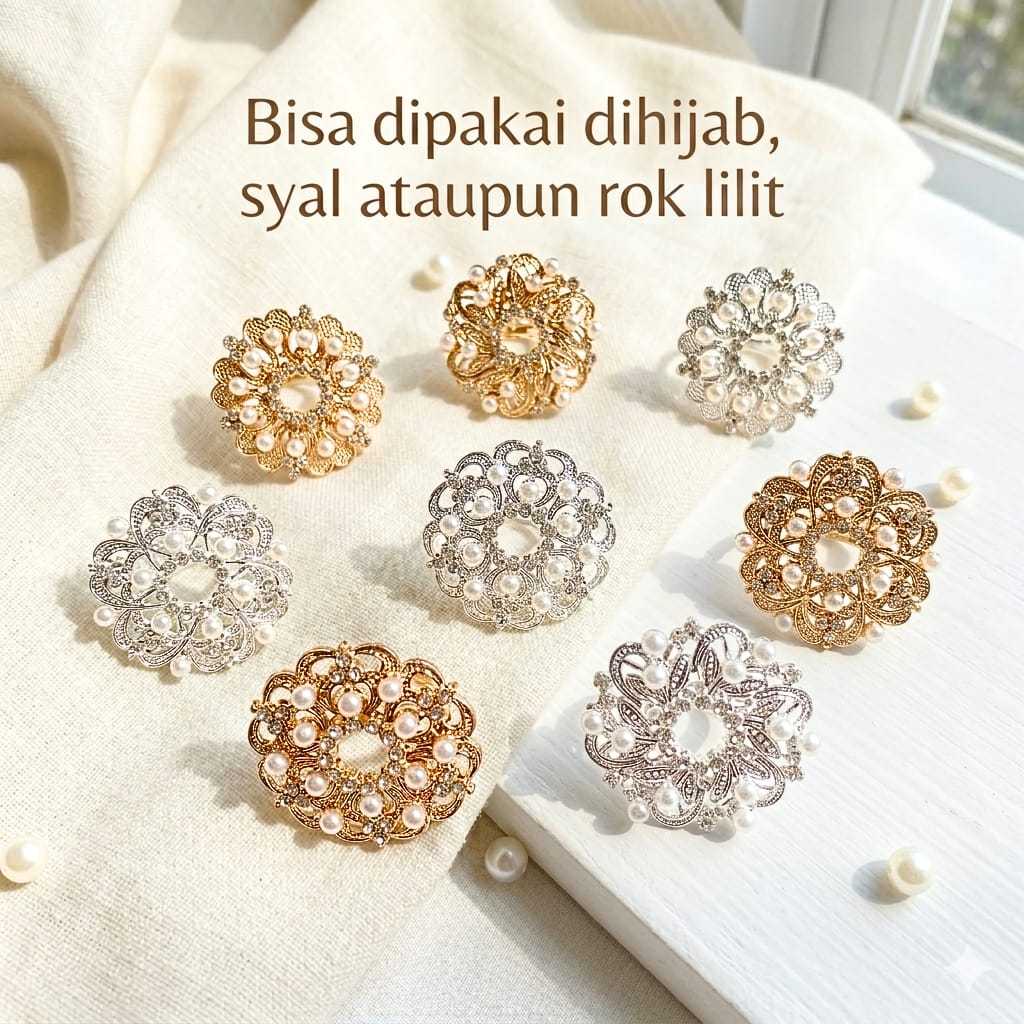 Ring hijab/Ring jilbab mutiara/Bross cincin/Bros hijab
