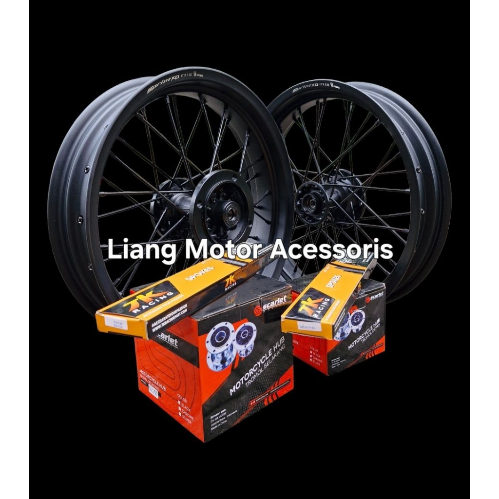 (Kawasaki KLX 150 / BF / D-Tracker Series) Sepaket Velg VRossi Sprint XD Supermoto Ring 17 Lebar 250