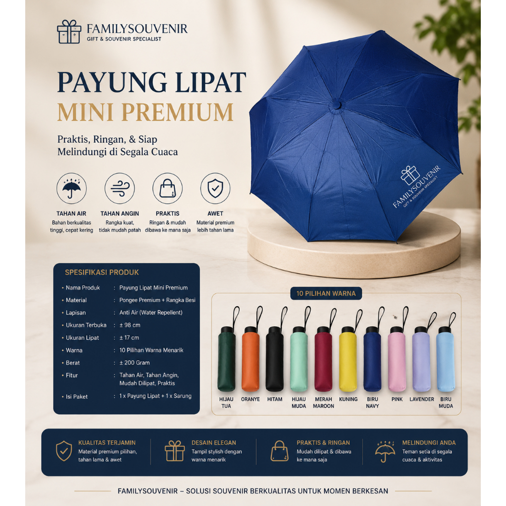 Payung Lipat 3 Custom Logo - Payung Lipat 3 Promosi - Payung Lipat Magik