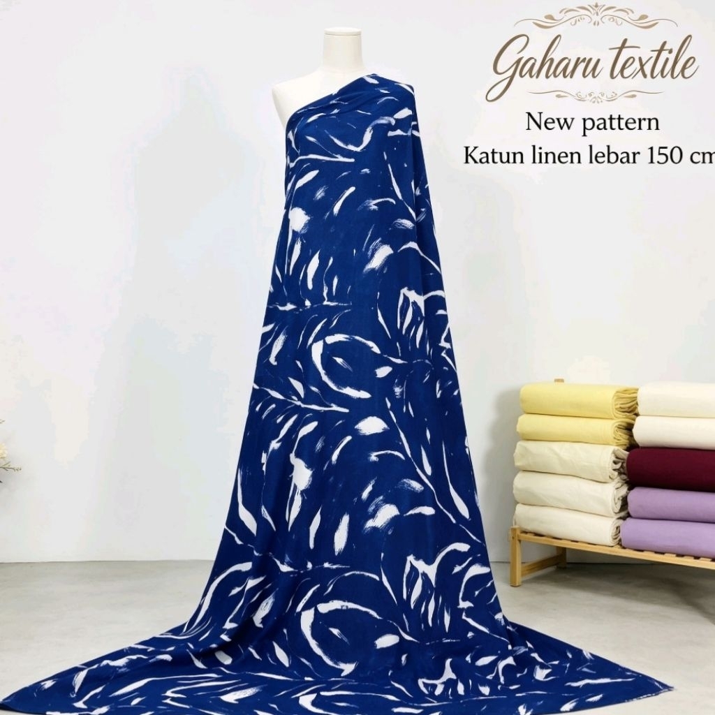 bahan katun linen premium - katun linen motif - katun linen meteran - linen uniqlo