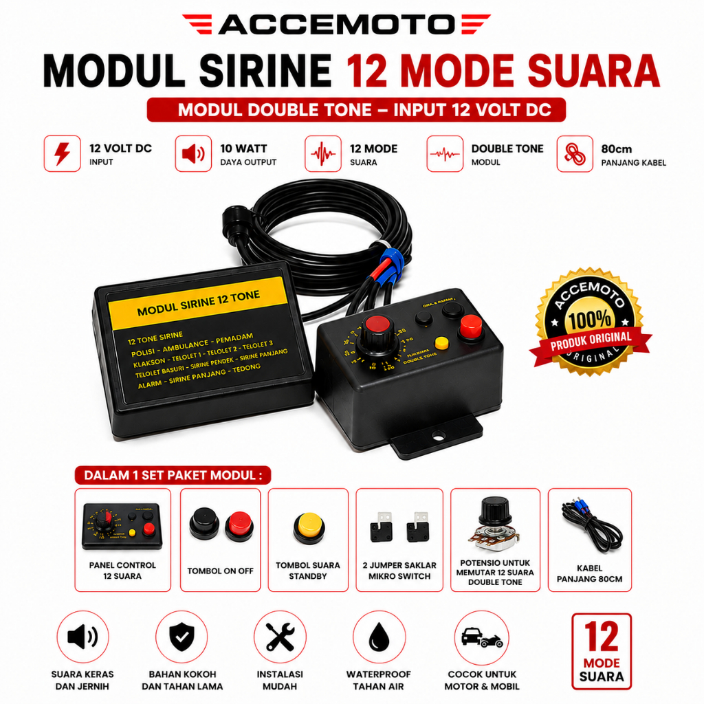 Modul Sirine 12  Suara Double Tone Motor Mobil