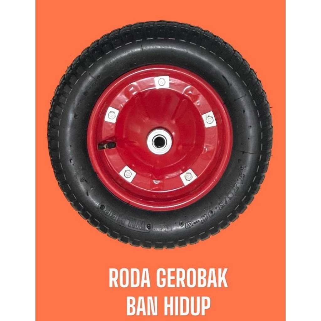 Ban gerobak komplit / 1 set ban hidup gerobak sorong bangunan / roda gerobak tukang