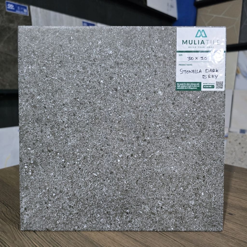 Keramik Lantai 30x30 Stonella Dark Grey