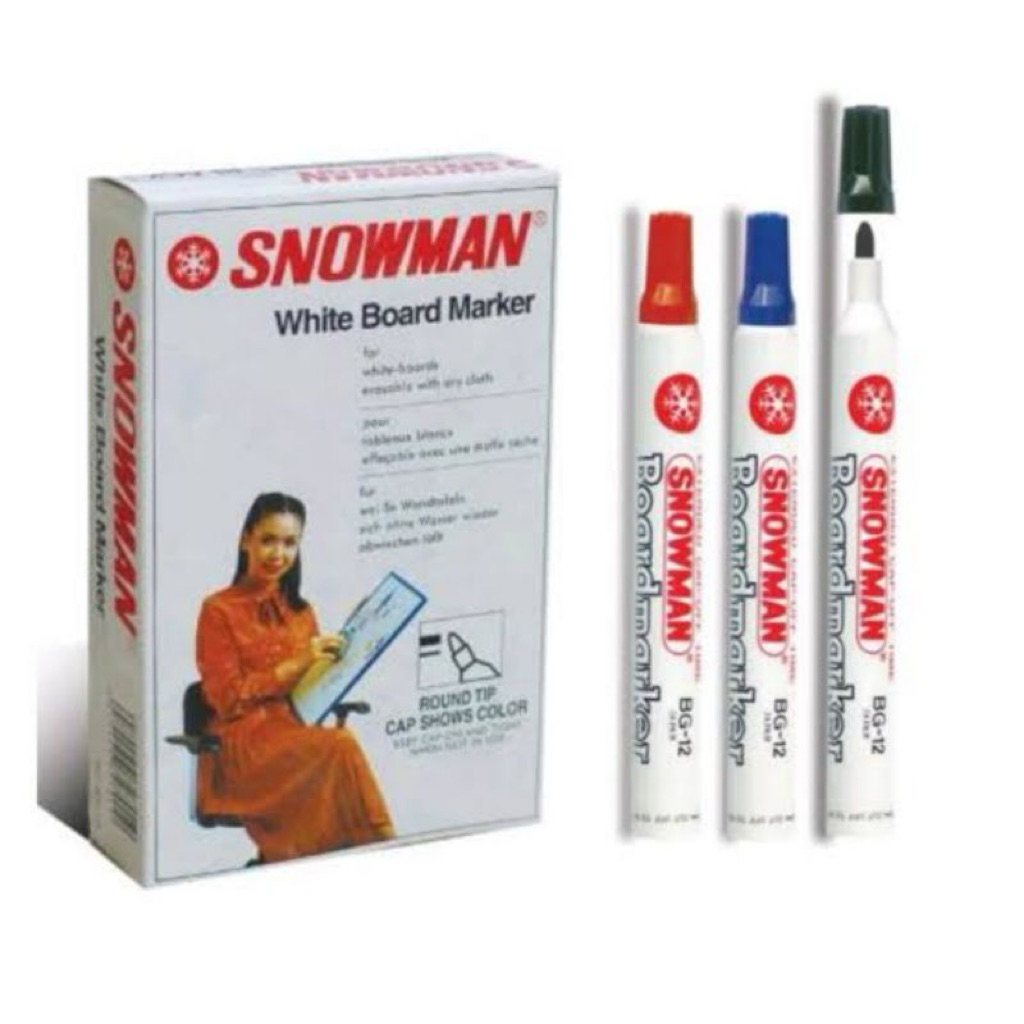 spidol biru snowman white board marker