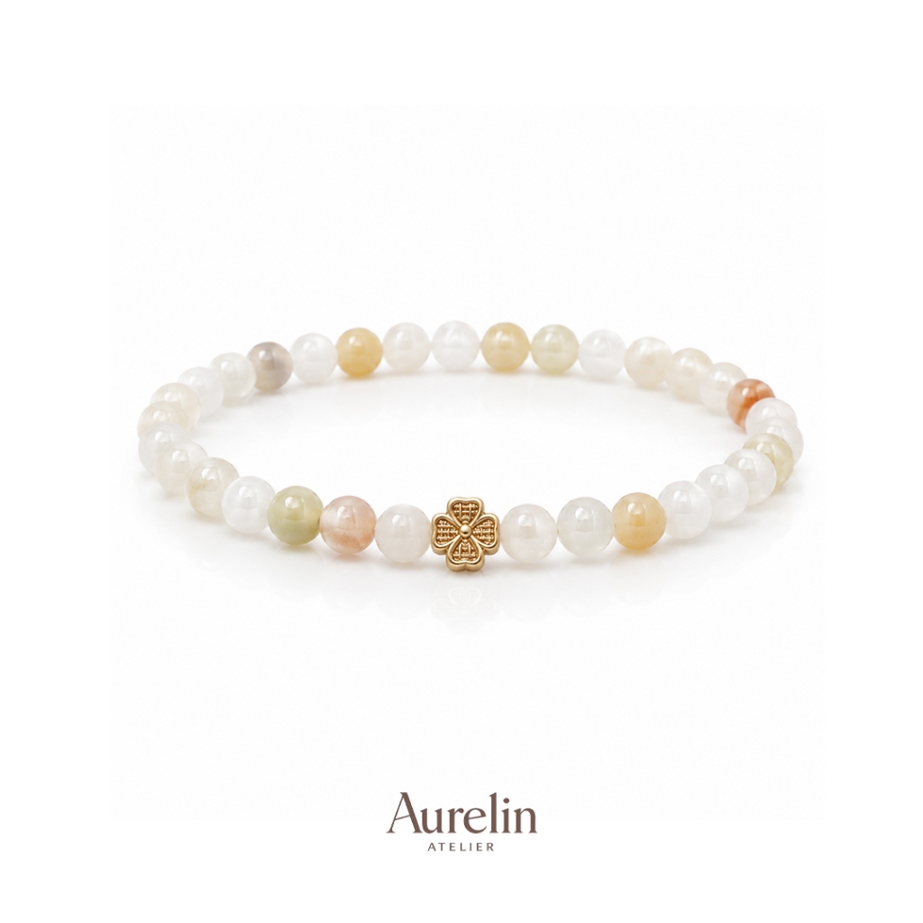 Aurelin Sweet Caroline Gelang Batu Afghanistan Chalcedony Natural 4mm Emilia Series | Gelang Wanita 