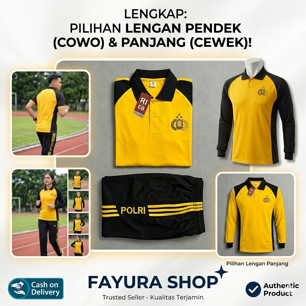 Bisa COD Baju Olahraga POLRI Kuning Hitam Jatah Asli Lengan Pendek