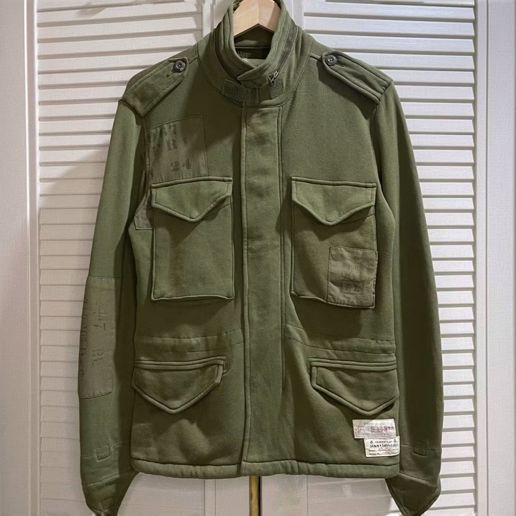 Denim & Supply by Ralph Lauren - Fleece Field / M-65 Jacket - Olive Green - Size L