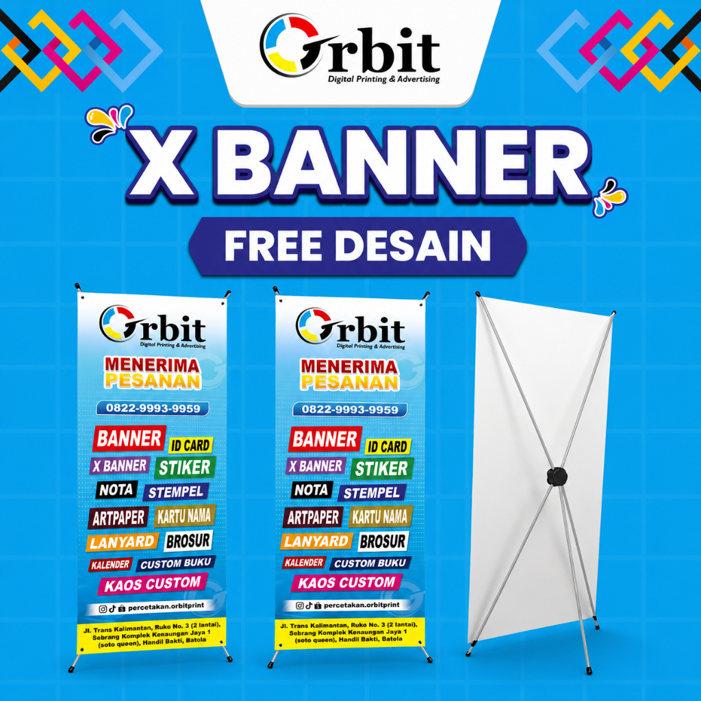 X Banner/Banner Sidang/Banner Wisuda/Banner Ultah/Banner Wedding Desain Gratis