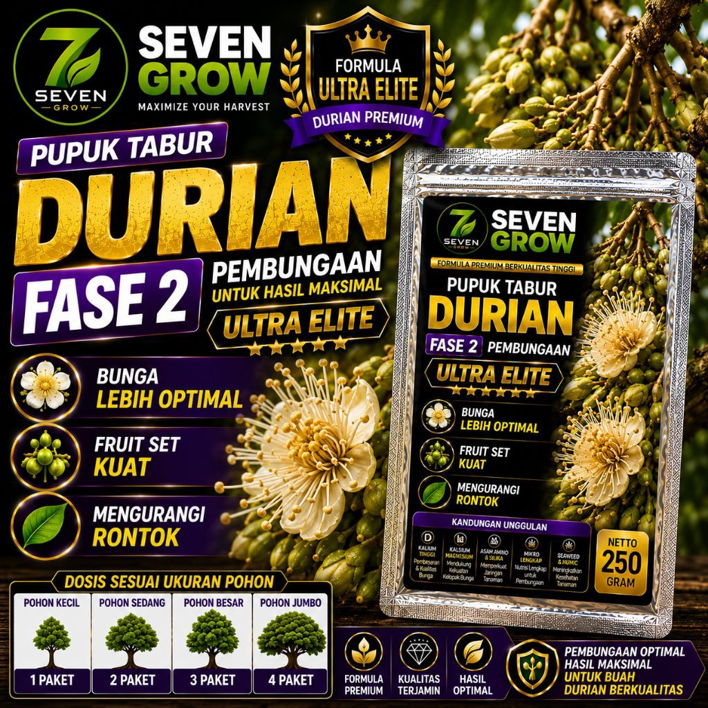 Pupuk Durian Pembungaan Pupuk Bunga Durian Pupuk Tabur Durian Fruit Set Kuat Seven Grow Fase 2 Ultra