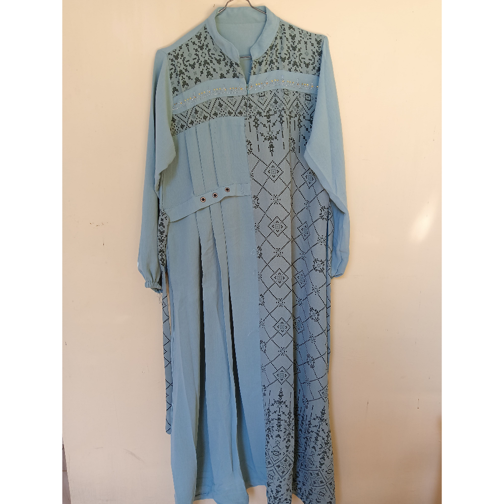 Dress daster wanita jubah gamis wanita muslimah lengan panjang tosca - bekas