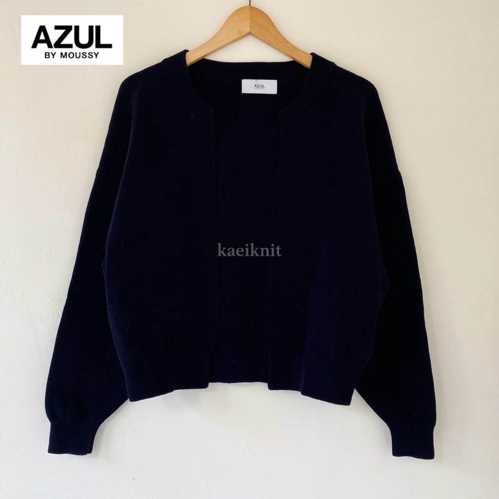 [ Split Pay jadi 60k aja ] Black Outer Knit Azul by Moussy Rajut Cardigan (minus)