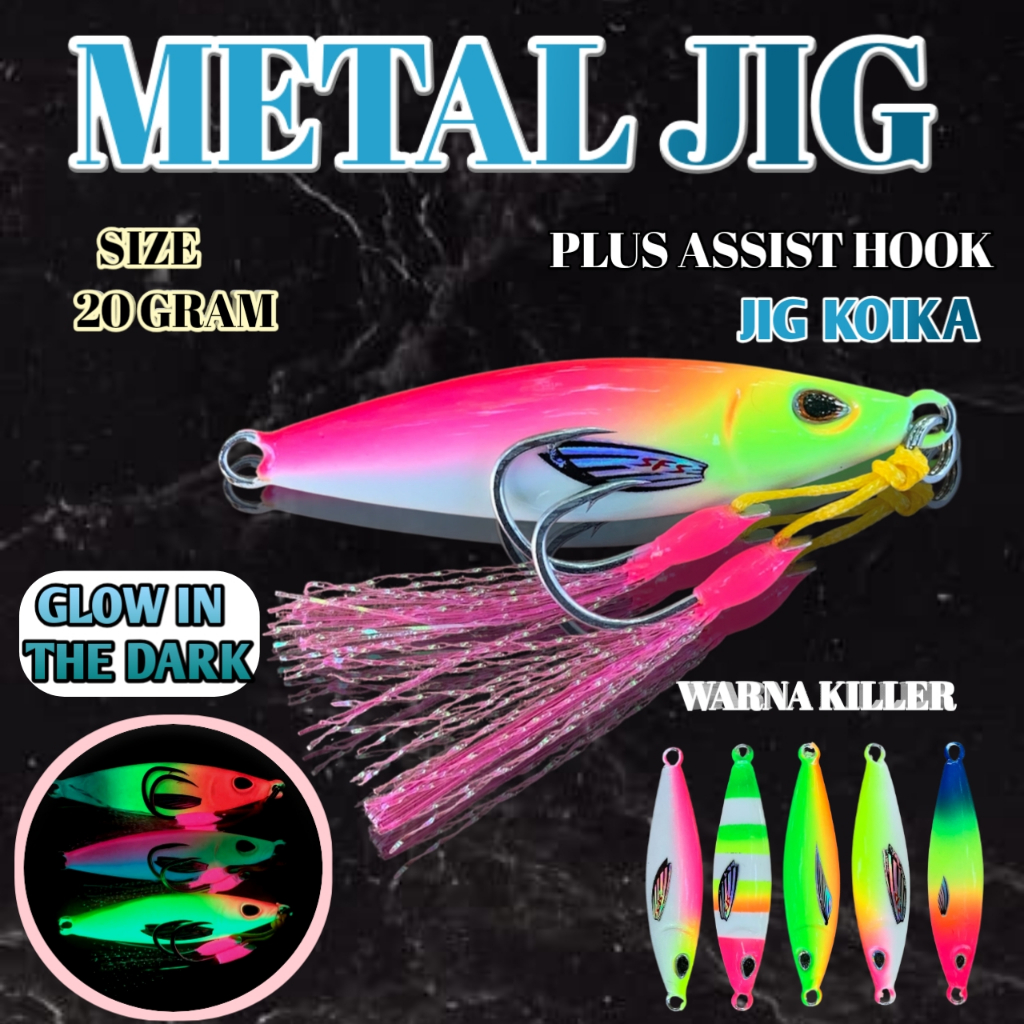 Micro Jig Model Koika 20 Gram Full Gid Killer Umpan Pancing 20 Gram Metal JIg Plus Assist Hook KFGI2