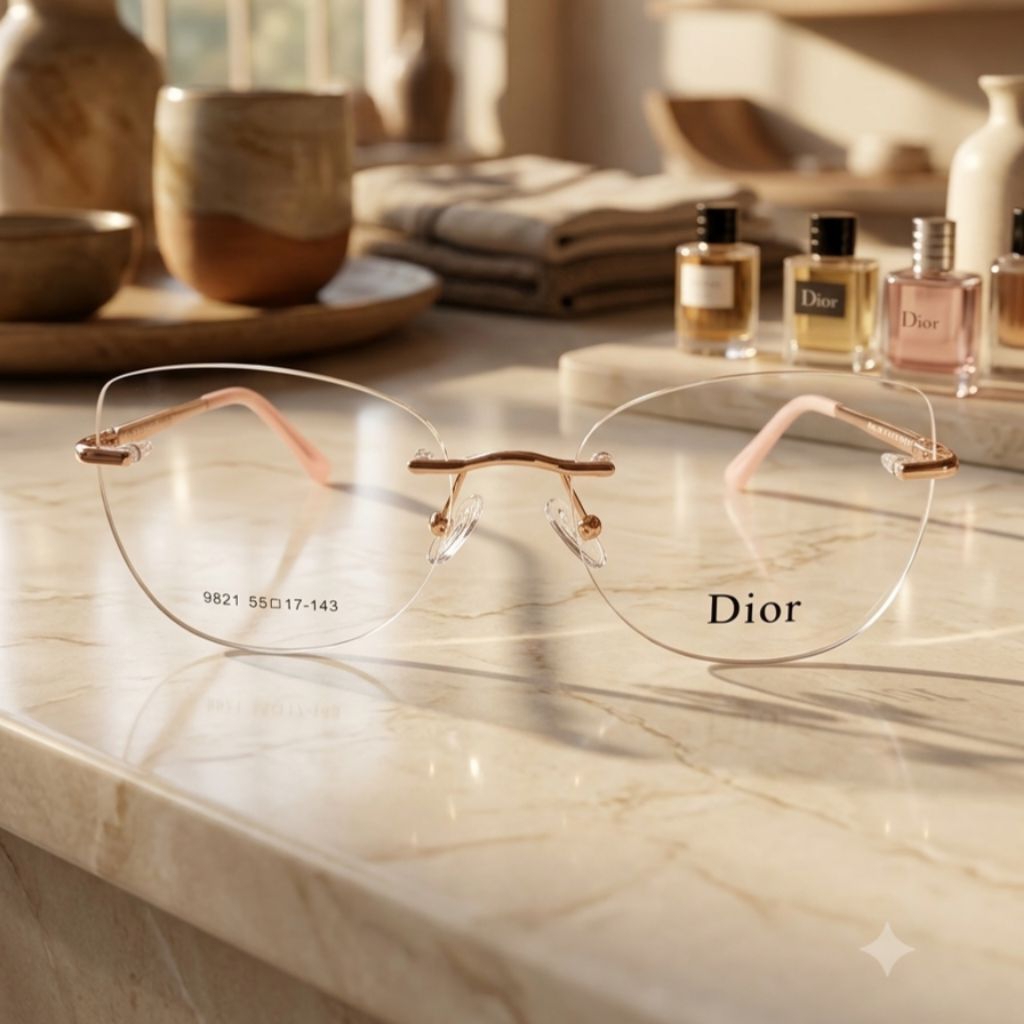 kacamata Cateyes Frameless Wanita Bahan Titanium