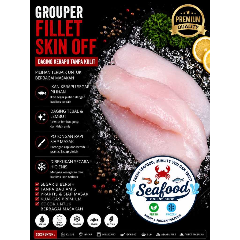 Fillet Kerapu Tanpa Kulit - Grouper Fillet Skin Off