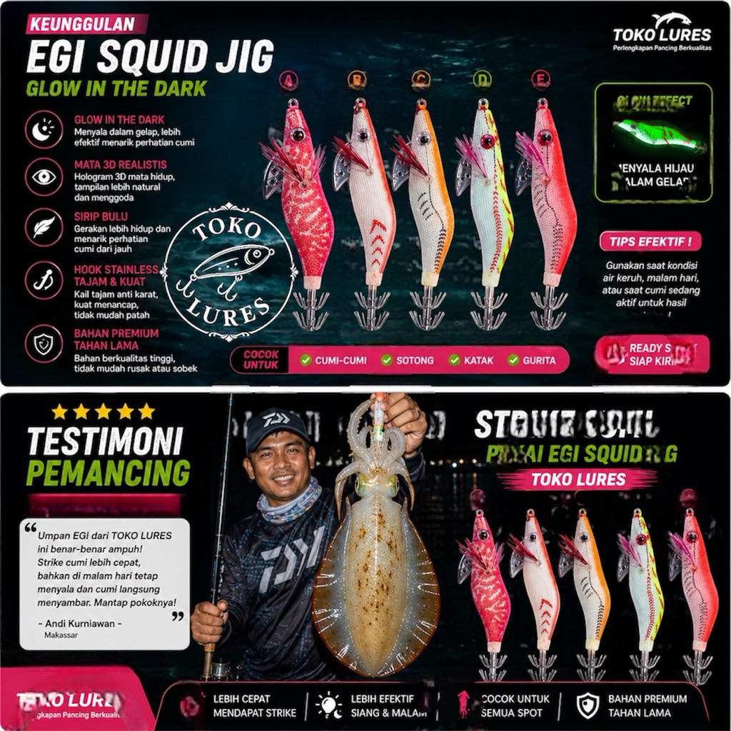 egi squid jig umpan udang mancing cumi cumi