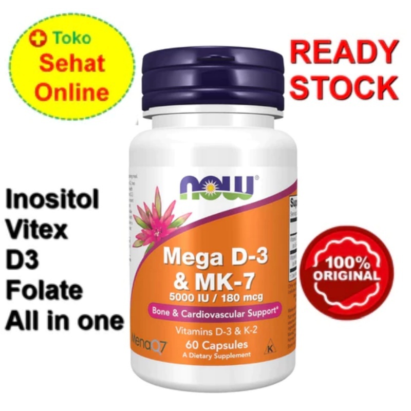 Now Foods Mega D-3 MK-7 Vitamin D3 MK7 D 3 MK 7 Bone Cardiovascular 5000 iu US Supplement