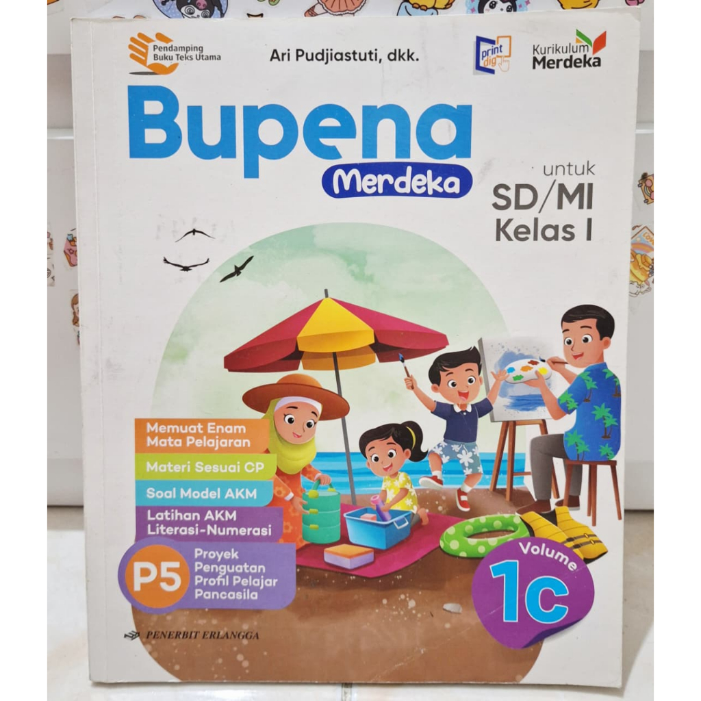 Buku Paket Merk Erlangga Bupena 1c- Kelas 1 SD - Preloved - Bekas
