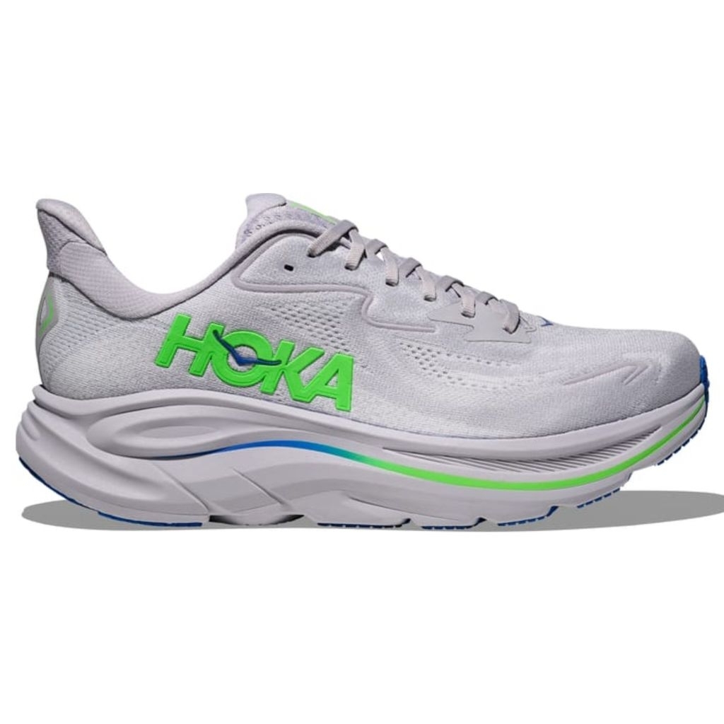SEPATU RUNNING COWOK HOKA CLIFTON 10 GREY NEON ORIGINAL BIG SIZE 46