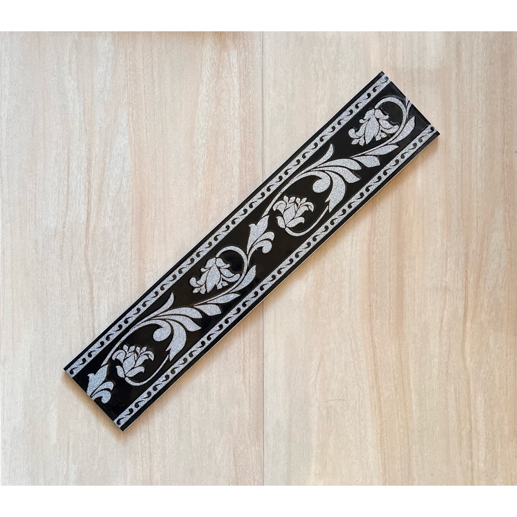 list keramik Gliter 10x50 | lis keramik lantai 10x50 | list keramik dinding 10x50 Azenda silver