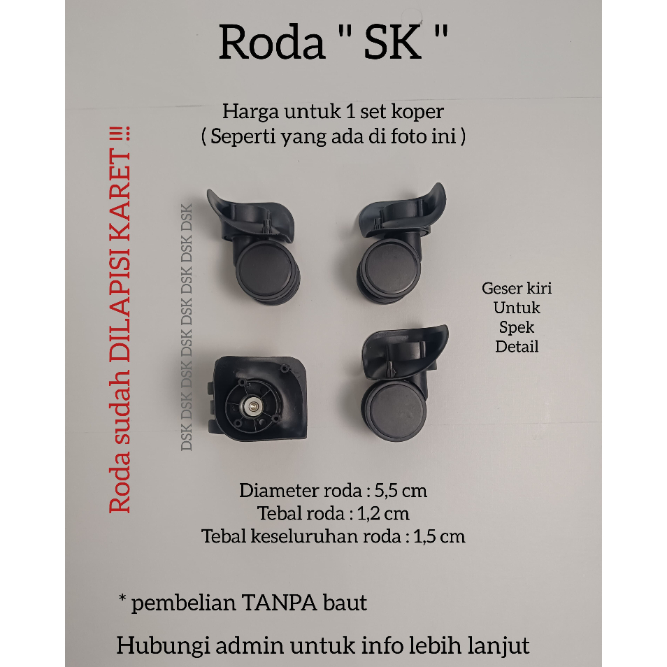 RODA KOPER, RODA KOPER FIBER HARD CASE, RODA KOPER POLO  RODA PUTAR 360, RODA DOUBLE WHEEL