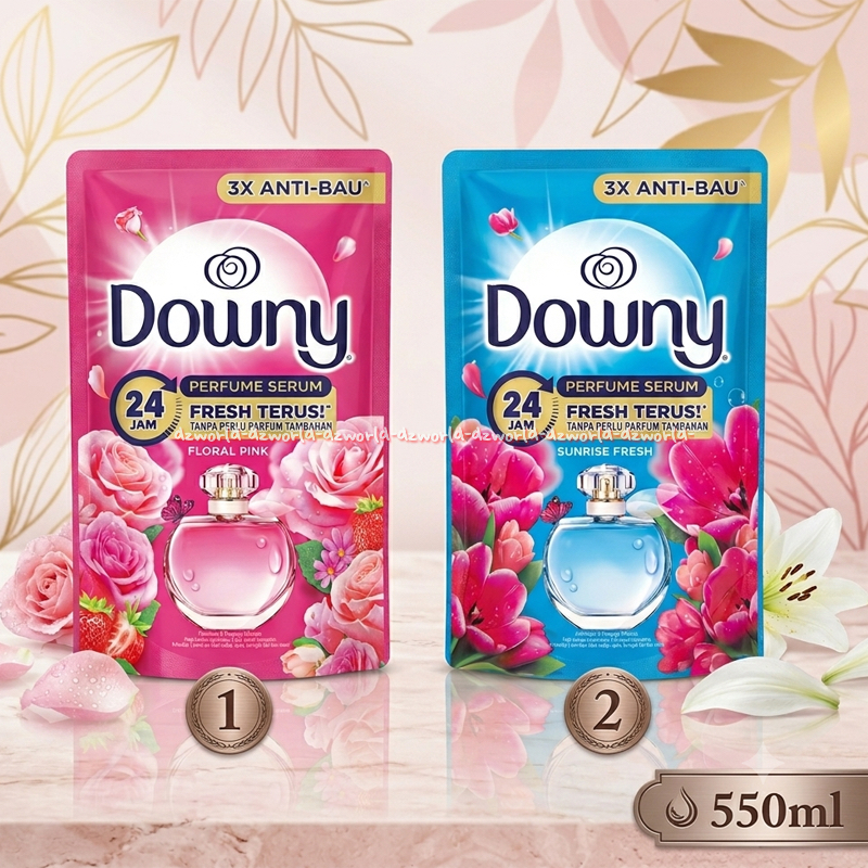 Downy 550ml Perfume Serum Fresh Terus Floral Pink Sunrise Fresh Refill Pouch Pewangi Dan Pelembut Pa