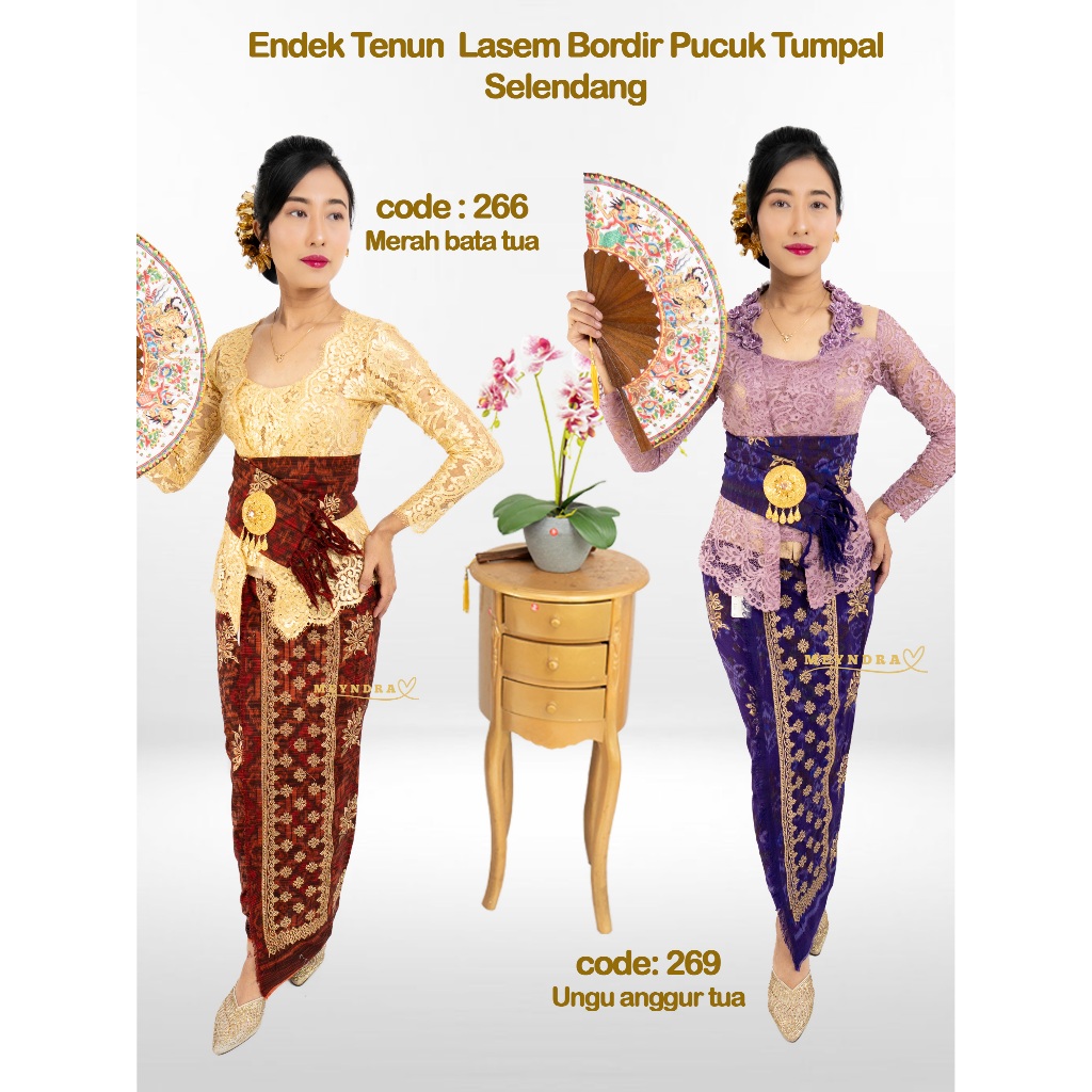MEYNDRA BUSANA-5 : Endek Tenun Lasem Bordir Tumpal Selendang/ Endek Semi Mastuli Bordir Tumpal Selen
