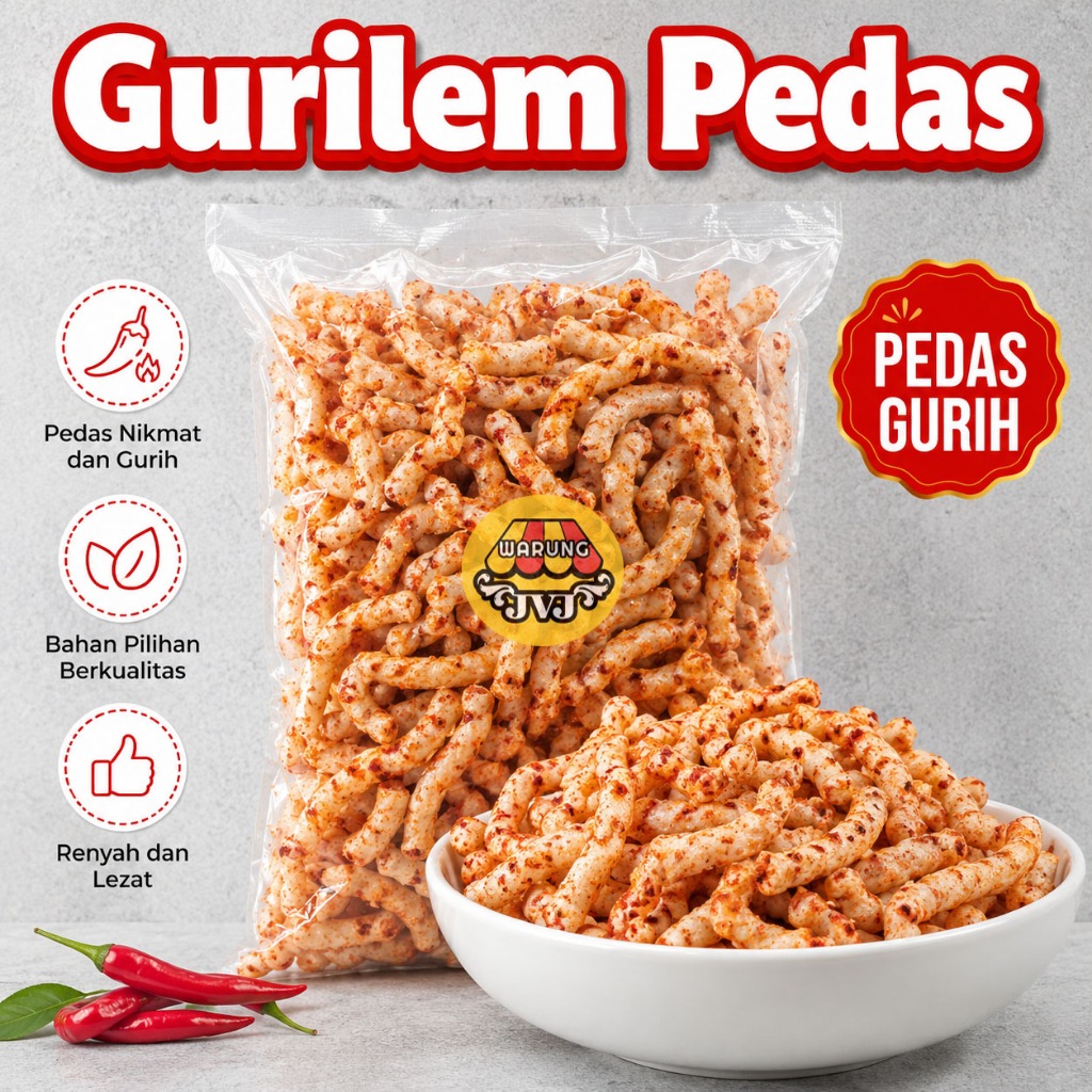 Gurilem Pedas - Kerupuk Gurilem Cililin - Kerupuk Pedas Bandung