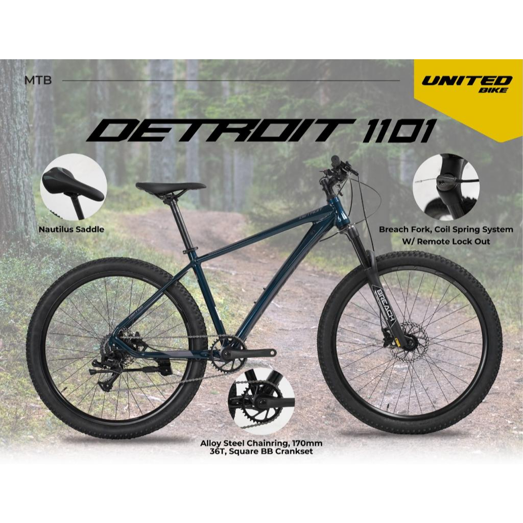 sepeda gunung United Detroit 1101 Sepeda Gunung / MTB 27.5 10 Speed Fork Remote LO by united Terbaru