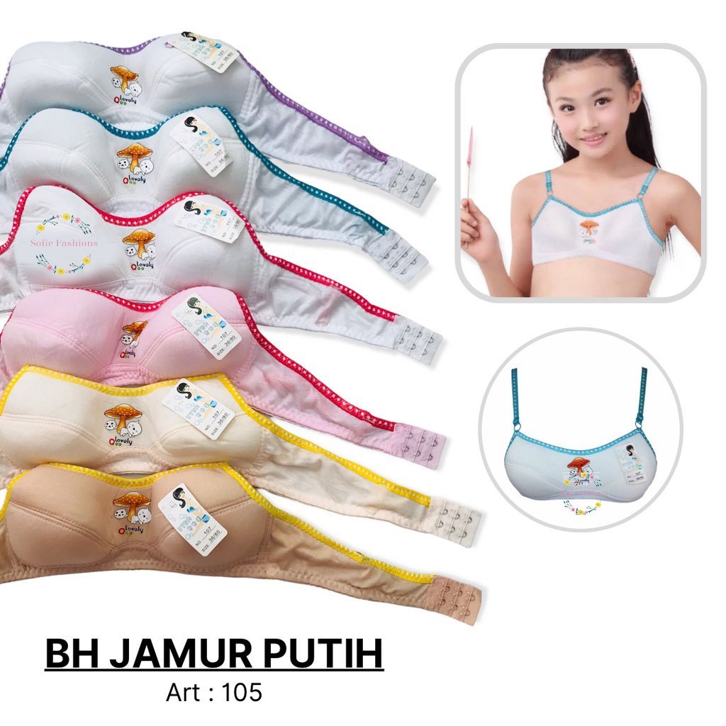 BRA ABG Remaja | BH Jamur Putih | Miniset Anak Step 2 kait 2 | Murah Busa Tipis | Belajar BH