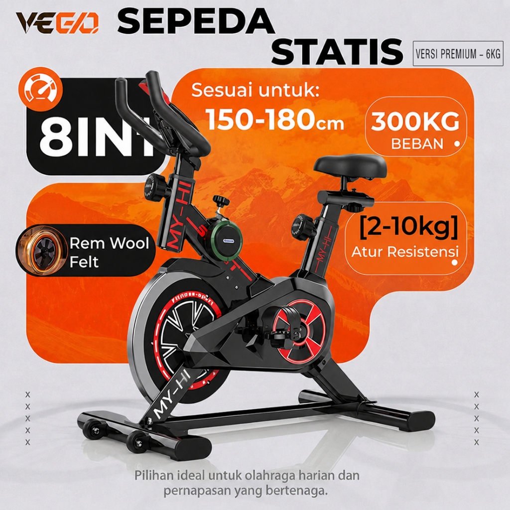 BIG SALE VEEGO Sepeda statis Spinning Bike Tes Detak Jantung Sepeda olahraga Exercise Peralatan