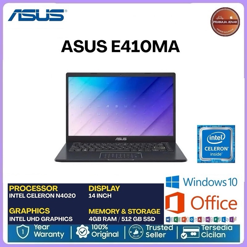ASUS E410MA [CELERON N4020] 4GB RAM | 512GB SSD | 14 INCH - 256GB SSD-Garansi 12 bulan