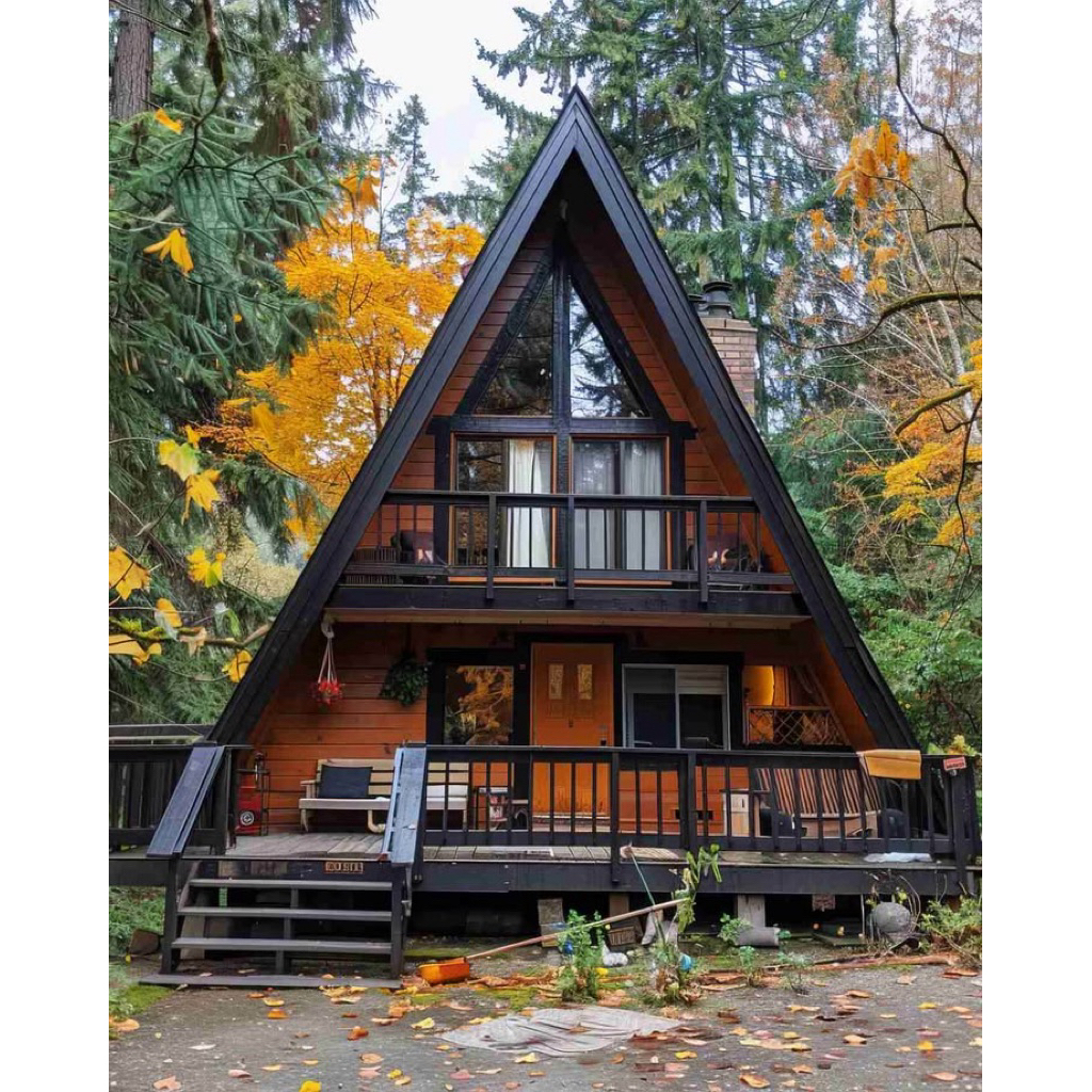 Rumah Segitiga Kayu Jati Mezzanine