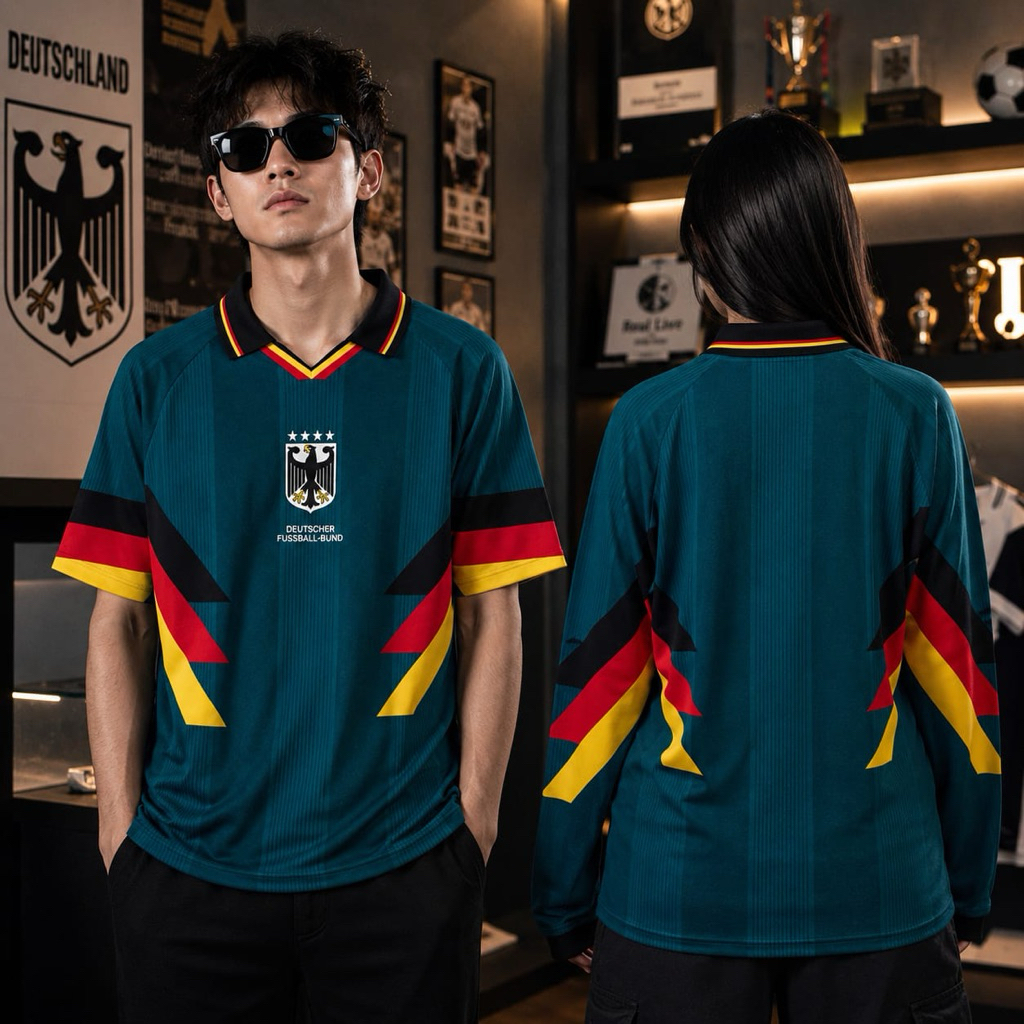 JERSEY JERMAN GREEN WORLD CUP PIALA DUNIA GERMANY RETRO VINTAGE CLASSIC CASUAL