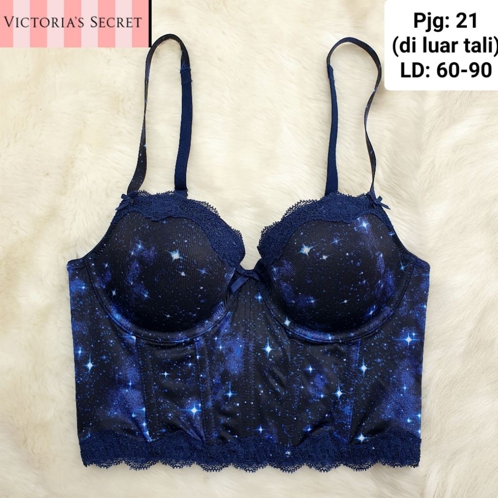 VICTORIA'S SECRET Crop Bustier with Bra Inside Torso Korset Kemben Sateen Lace Coquette Pretty Sexy