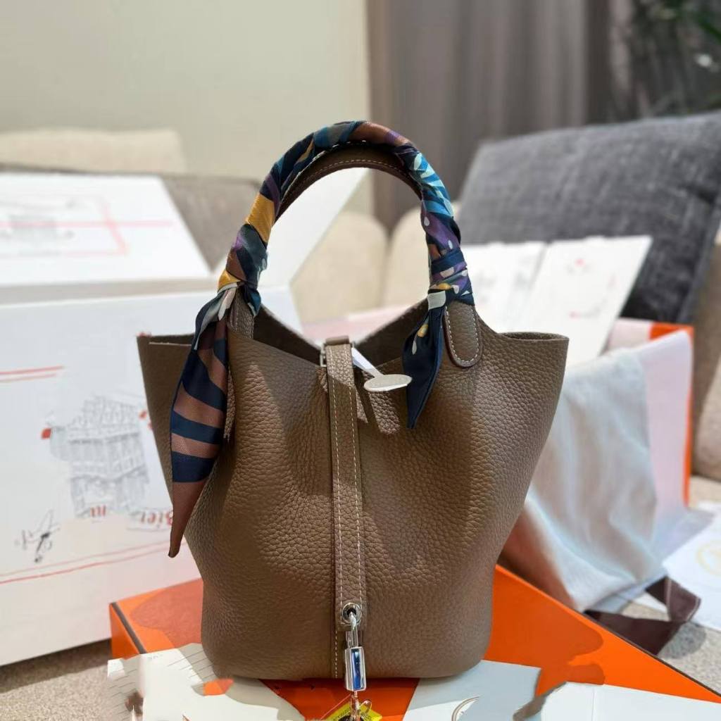 cow hide handbag Lock Tas Tangan Wanita TC Leather Picotin 18 Kulit Sapi Asli top Quality