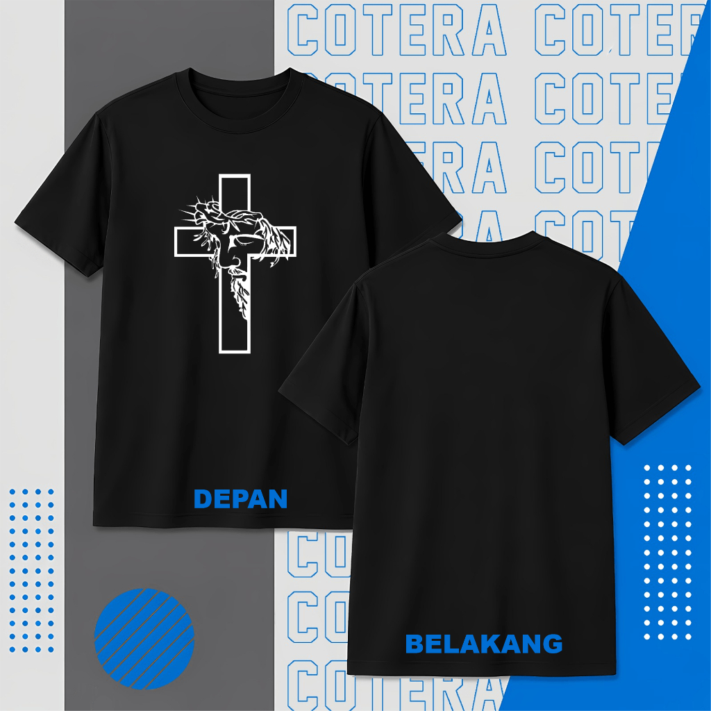 Kaos Rohani Kristen Salib Yesus Unisex Cotton Combet 24S Oversize Jumbo Lengan Pendek Natal Paskah