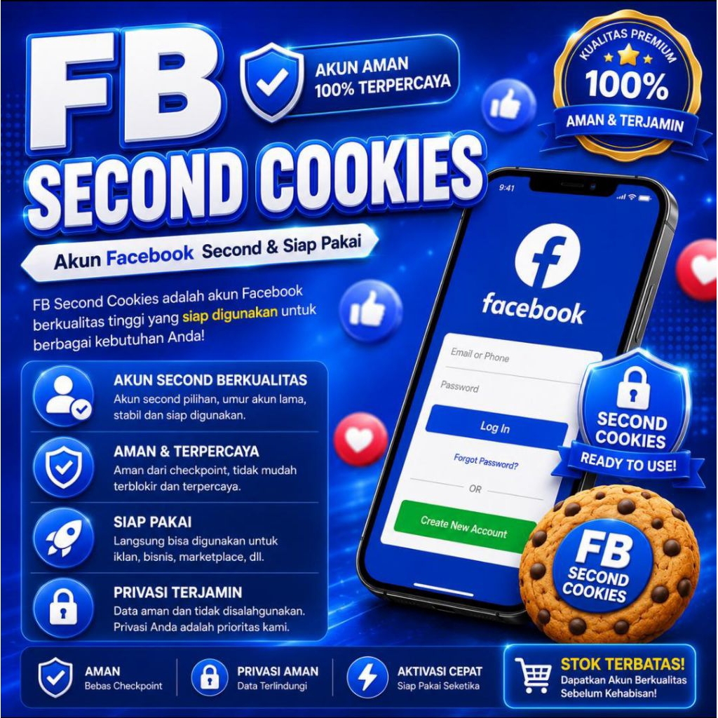 AKUN FACEBOOK SECOND COOKIES | KUAT SPAM | GARANSI 100%