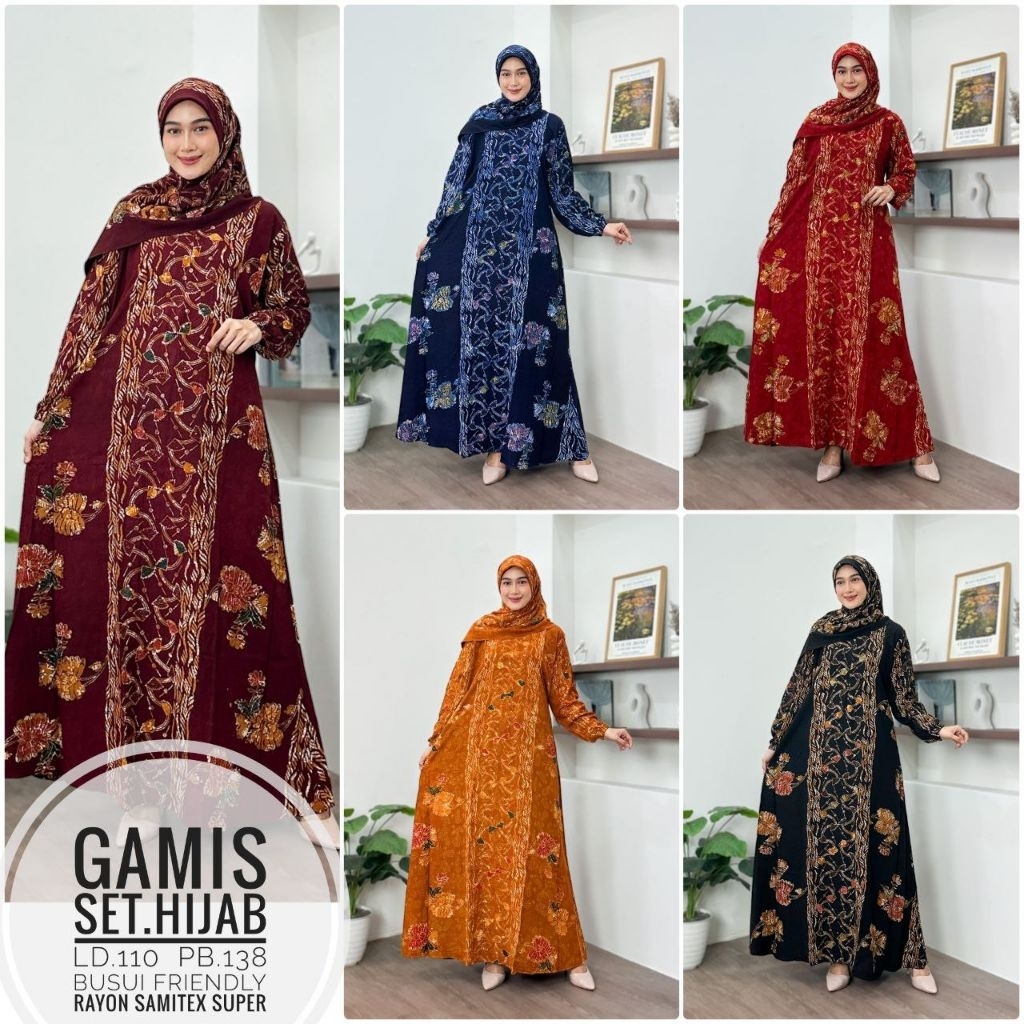 GAMIS SET HIJAB | GAMIS BATIK CAP| GAMIS BATIK CAP PREMIUM| GAMIS BATIK PEKALONGAN