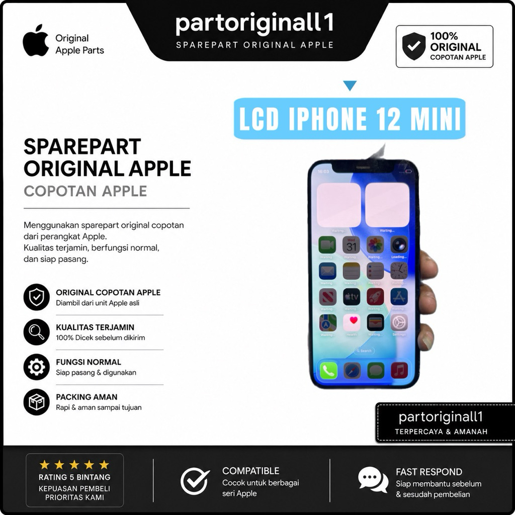 LCD IPHONE 12 MINI ORIGINAL CABUTAN / COPOTAN ADA MINUS TESTED
