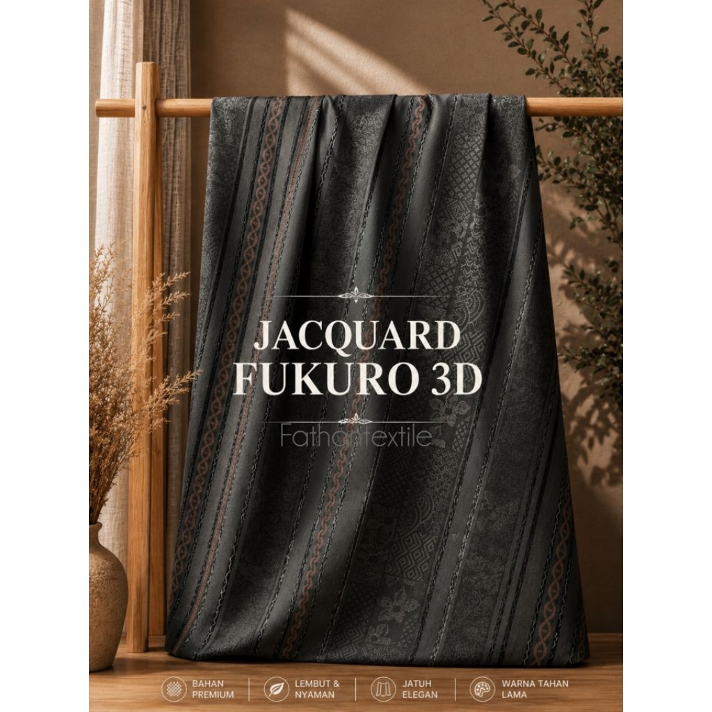 Kain Abaya Jacquard  Fukuro JetBlack 3D