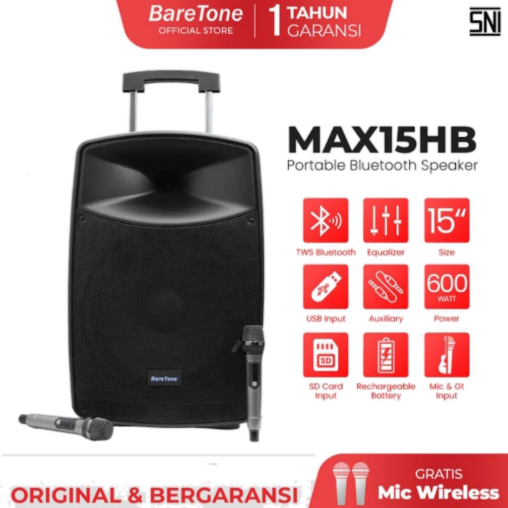 Speaker Portable Baretone 15 Inch Max15hb