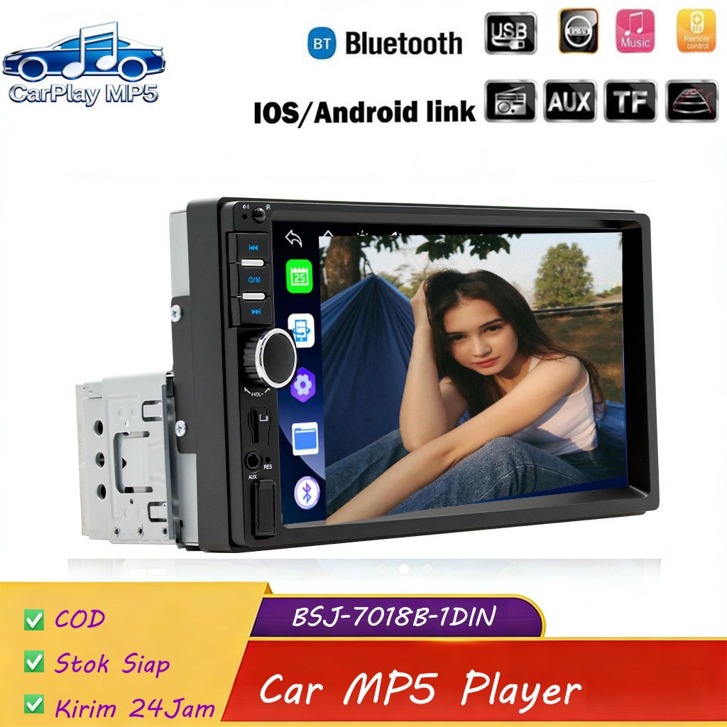 7018 / 7010 Single Din Car MP5 Player, Bluetooth MP4/MP5 All-in-One Unit, Reversing Image & Phone Li